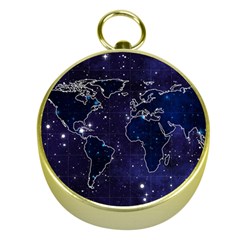 Blue World Map Starry Night Sky World Map Concept Art Gold Compasses by Loisa77