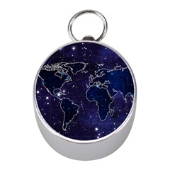 Blue World Map Starry Night Sky World Map Concept Art Mini Silver Compasses