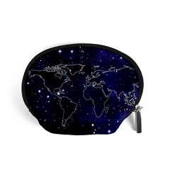 Blue World Map Starry Night Sky World Map Concept Art Accessory Pouch (small) by Loisa77