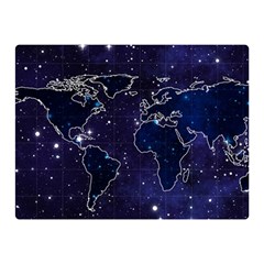 Blue World Map Starry Night Sky World Map Concept Art Two Sides Premium Plush Fleece Blanket (mini) by Loisa77