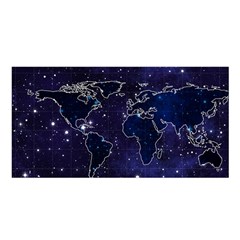 Blue World Map Starry Night Sky World Map Concept Art Satin Shawl 45  X 80  by Loisa77