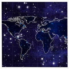 Blue World Map Starry Night Sky World Map Concept Art Wooden Puzzle Square by Loisa77