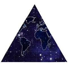 Blue World Map Starry Night Sky World Map Concept Art Wooden Puzzle Triangle by Loisa77