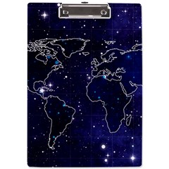 Blue World Map Starry Night Sky World Map Concept Art A4 Acrylic Clipboard