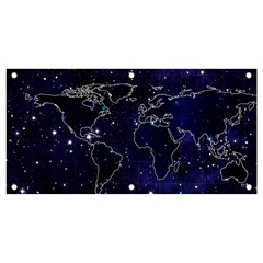 Blue World Map Starry Night Sky World Map Concept Art Banner And Sign 4  X 2  by Loisa77