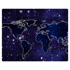 Blue World Map Starry Night Sky World Map Concept Art Premium Plush Fleece Blanket (medium) by Loisa77