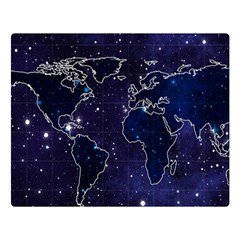 Blue World Map Starry Night Sky World Map Concept Art Premium Plush Fleece Blanket (large) by Loisa77