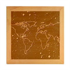 Blue World Map Starry Night Sky World Map Concept Art Wood Photo Frame Cube by Loisa77