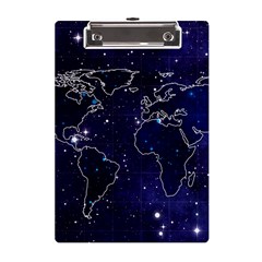 Blue World Map Starry Night Sky World Map Concept Art A5 Acrylic Clipboard by Loisa77