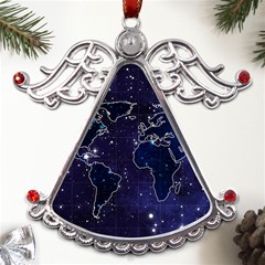 Blue World Map Starry Night Sky World Map Concept Art Metal Angel With Crystal Ornament by Loisa77