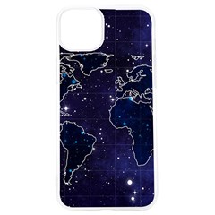 Blue World Map Starry Night Sky World Map Concept Art Iphone 15 Pro Tpu Uv Print Case by Loisa77