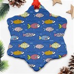 Sea Fish Blue Submarine Animals Snowflake Ornament (Two Sides) Front