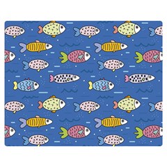 Sea Fish Blue Submarine Animals Two Sides Premium Plush Fleece Blanket (teen Size) by Loisa77