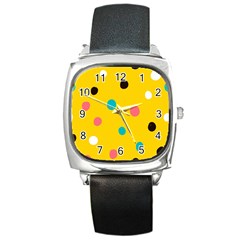 Moles Points Background Pattern Square Metal Watch by Loisa77