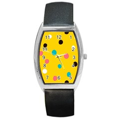 Moles Points Background Pattern Barrel Style Metal Watch by Loisa77