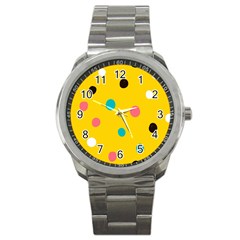 Moles Points Background Pattern Sport Metal Watch by Loisa77