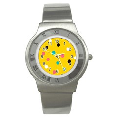 Moles Points Background Pattern Stainless Steel Watch by Loisa77