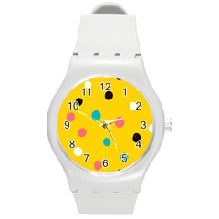 Moles Points Background Pattern Round Plastic Sport Watch (m) by Loisa77