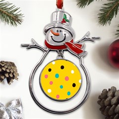 Moles Points Background Pattern Metal Snowman Ornament by Loisa77