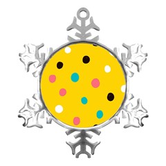 Moles Points Background Pattern Metal Small Snowflake Ornament by Loisa77