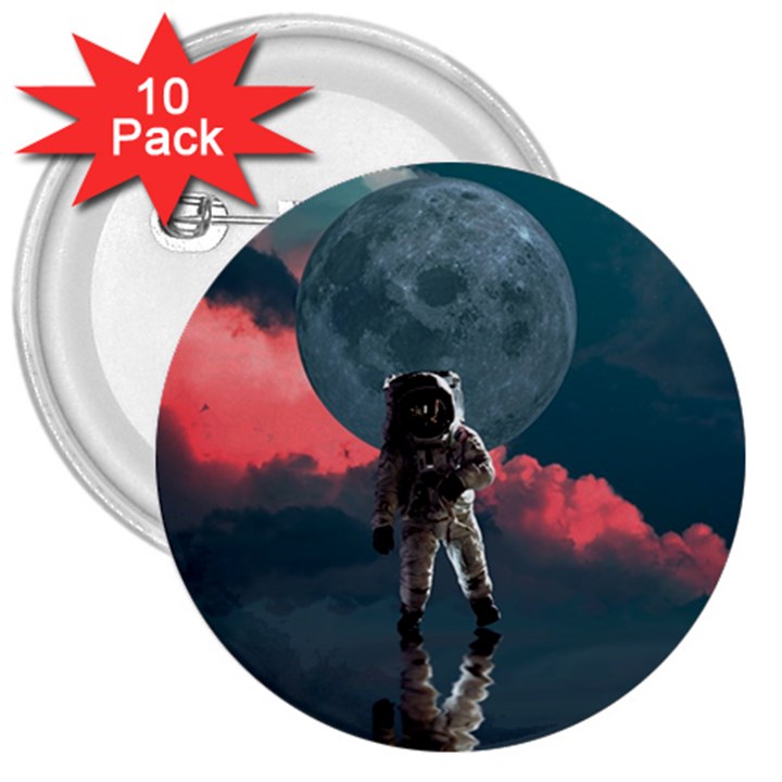 Astronaut Moon Space Nasa Planet 3  Buttons (10 pack) 