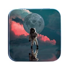 Astronaut Moon Space Nasa Planet Square Metal Box (black) by Loisa77