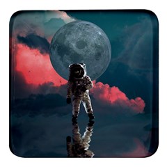 Astronaut Moon Space Nasa Planet Square Glass Fridge Magnet (4 Pack) by Loisa77