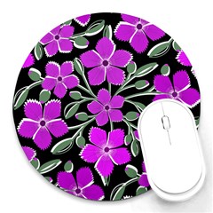 Flowers Nature Bloom Flora Bouquet Round Mousepad by Loisa77