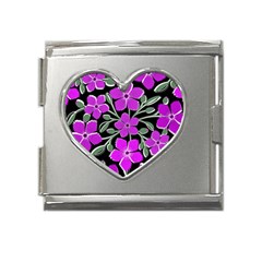 Flowers Nature Bloom Flora Bouquet Mega Link Heart Italian Charm (18mm) by Loisa77