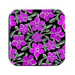 Flowers Nature Bloom Flora Bouquet Square Metal Box (black) by Loisa77