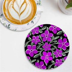 Flowers Nature Bloom Flora Bouquet Uv Print Round Tile Coaster by Loisa77