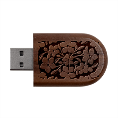 Flowers Nature Bloom Flora Bouquet Wood Oval Usb Flash Drive by Loisa77