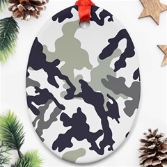 Camo Army Black White Ornament (oval)