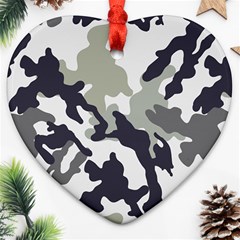 Camo Army Black White Ornament (heart)