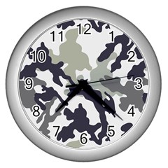 Camo Army Black White Wall Clock (silver) by Loisa77