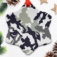 Camo Army Black White Snowflake Ornament (two Sides)