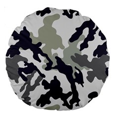 Camo Army Black White Large 18  Premium Round Cushions by Loisa77