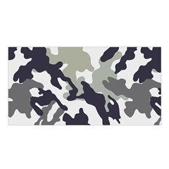 Camo Army Black White Satin Shawl 45  X 80  by Loisa77