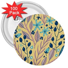 Plants Art Motif Flowers 3  Buttons (100 Pack)  by Loisa77