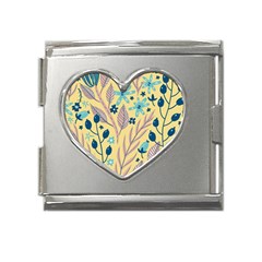 Plants Art Motif Flowers Mega Link Heart Italian Charm (18mm)