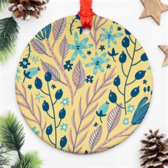 Plants Art Motif Flowers Round Ornament (two Sides)