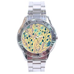 Plants Art Motif Flowers Stainless Steel Analogue Watch by Loisa77