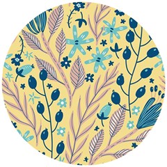 Plants Art Motif Flowers Wooden Puzzle Round