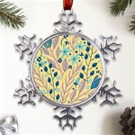 Plants Art Motif Flowers Metal Large Snowflake Ornament Front