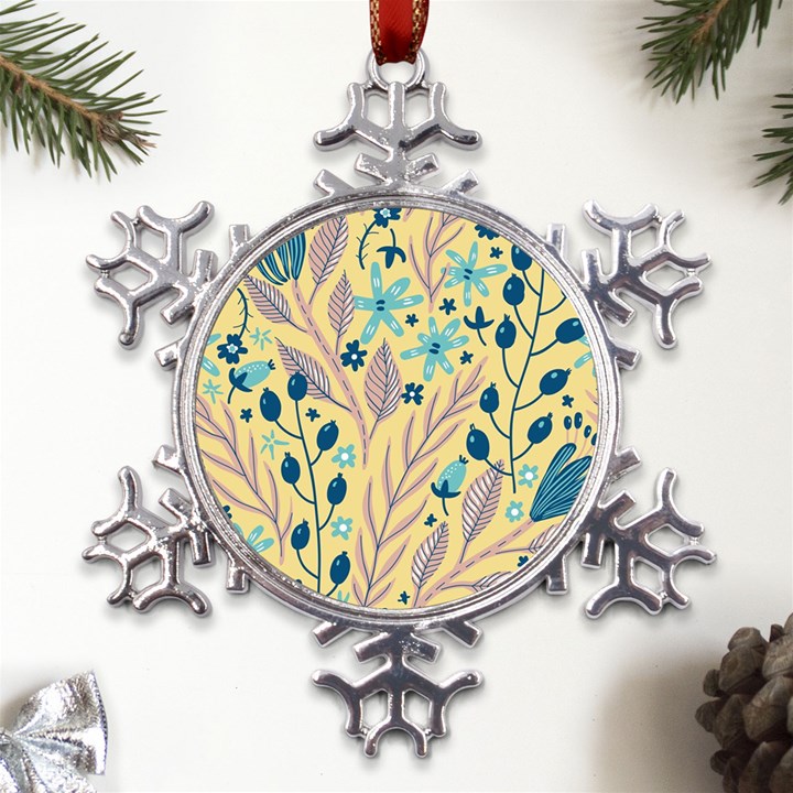 Plants Art Motif Flowers Metal Large Snowflake Ornament