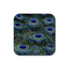 Peacock Feathers Details Rubber Coaster (Square)