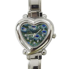 Peacock Feathers Details Heart Italian Charm Watch