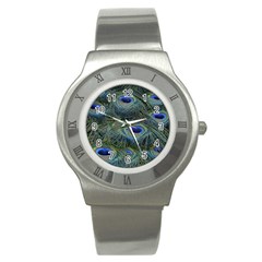 Peacock Feathers Details Stainless Steel Watch