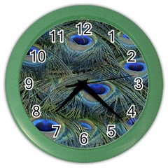 Peacock Feathers Details Color Wall Clock