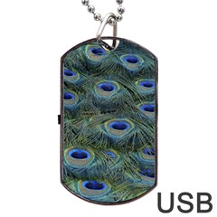 Peacock Feathers Details Dog Tag USB Flash (One Side)